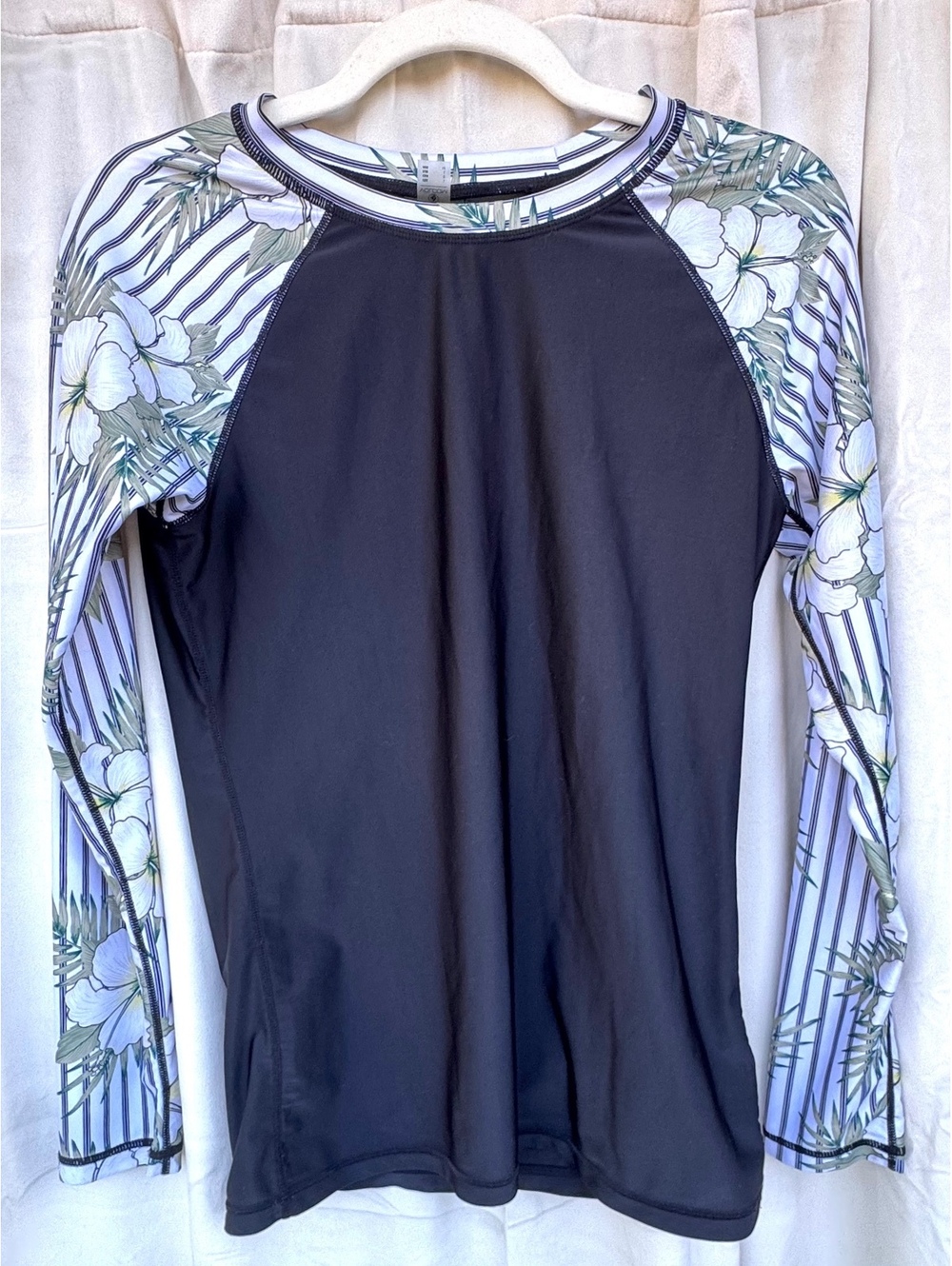 Volcom Long Sleeve Rash Guard with Floral Sleeves